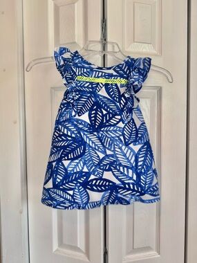 Cat & Jack Girls Blue Leaf Print Sundress